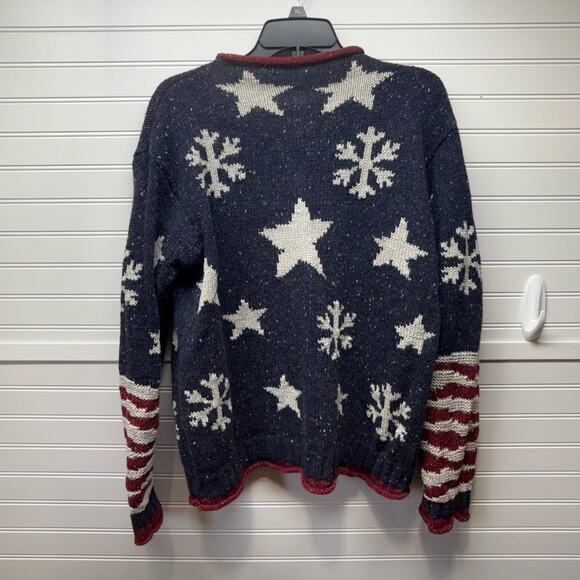 Coldwater Creek Snowflake Print Patriotic Colored Sweater Wool Blend Size 1X - Picture 1 of 10